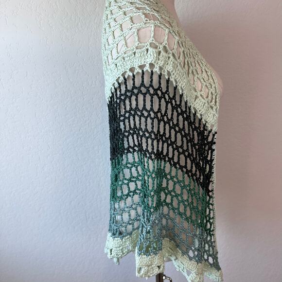 Handmade Crochet Knit Shawl Cottagecore Fairycore Blue Green Granny - Picture 3 of 10